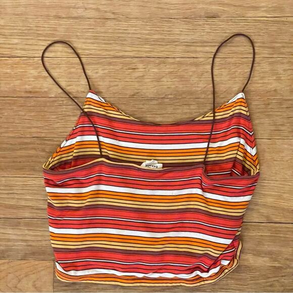 Garage orange red yellow white purple stripe crop shirt top size PS 
b23 - Picture 4 of 4